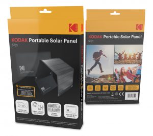 Kodak SP21 -aurinkopaneeli myyntipakkauksessaan